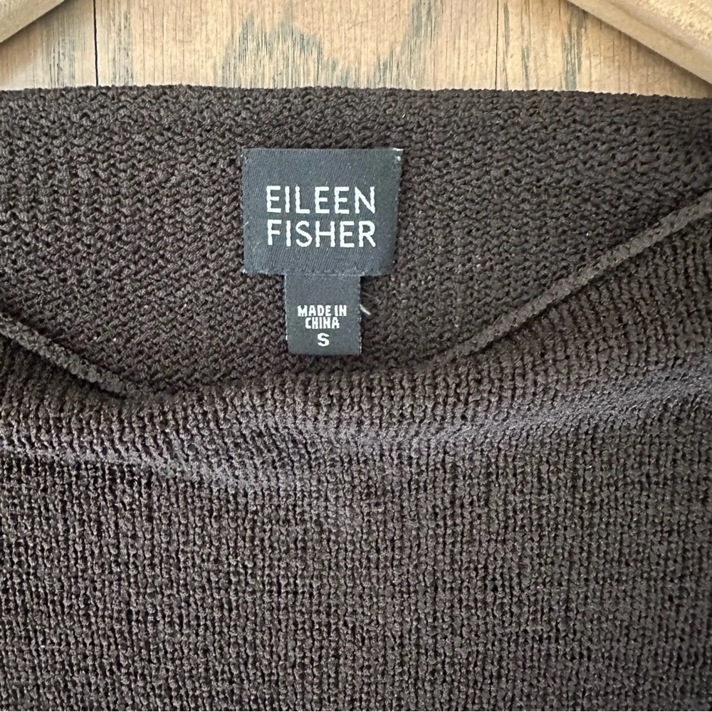 Eileen Fisher Wide Neck Pullover Silk Blend Sweater in Chocolate Brown Small
